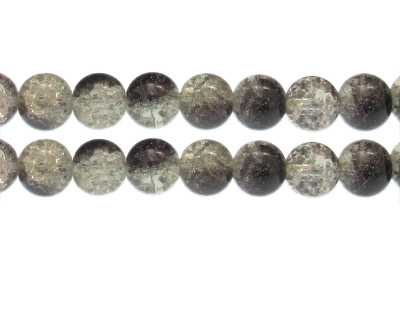 12mm Black Duo Crackle Glass Bead, approx. 14 beads