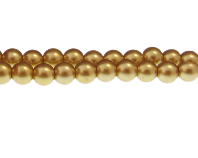 10mm Gold Glass Pearl Bead, approx. 22 beads