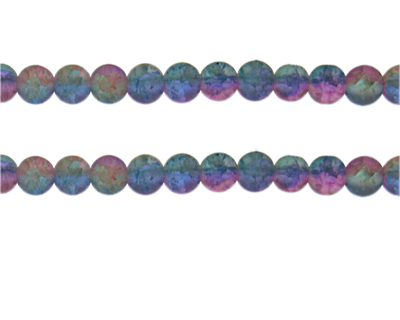 8mm 3-Color Pastel Crackle Frosted Bead, approx. 36 beads