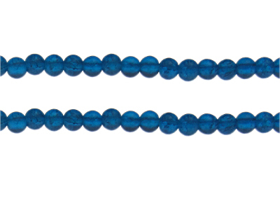 (image for) 6mm Turq Crackle Frosted Glass Bead, approx. 46 beads