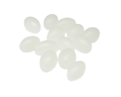 14 x 10mm Milky White Pressed Glass Oval Bead, 10 beads