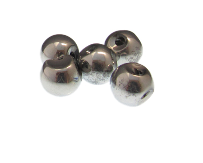 14mm Silver Electroplated Glass Bead, 5 beads, large hole