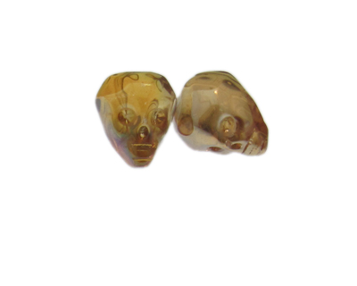24 x 20mm Peach/Apricot Skull Glass Bead, 2 beads