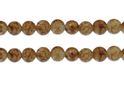 10mm Sandy Brown Marble-Style Glass Bead, approx. 21 beads