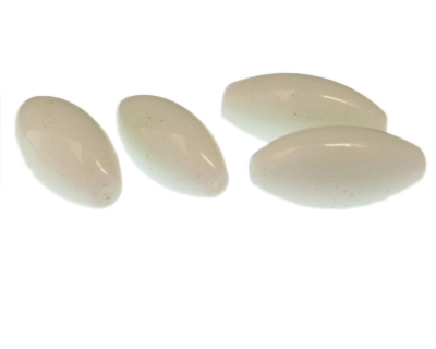 30 x 14mm White Oval Pressed Glass Bead, 4 beads