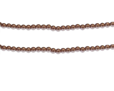 4mm Copper Glass Pearl Bead, approx. 104 beads