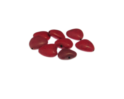 14mm Red Dyed Turquoise Heart Bead, 8 beads