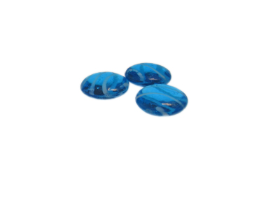 18mm Turquoise Stripe Lampwork Glass Bead, 1 bead, NO Hole