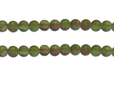 8mm Brown/Apple Green Crackle Frosted Duo Bead, approx. 36 beads