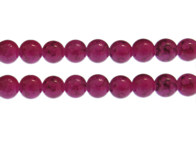 10mm Crimson Marble-Style Glass Bead, approx. 21 beads