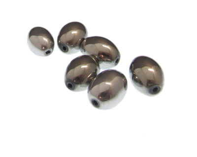 (image for) 16 x 12mm Silver Oval Electroplated Glass Bead, 6 beads - Click Image to Close