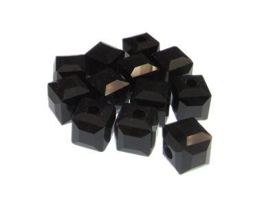 (image for) 10mm Black Faceted Cube Glass Bead, 12 beads - Click Image to Close