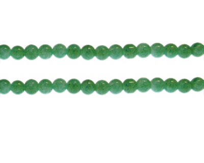 6mm Aqua Green Marble-Style Glass Bead, approx. 68 beads