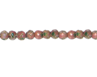 4mm Pink Round Cloisonne Bead, 10 beads