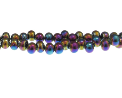 (image for) 8 x 6mm Purple Luster Electroplated Drop Glass Bead, 22" string - Click Image to Close