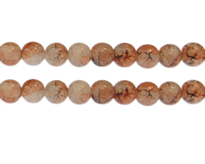 10mm Rust/Gray Duo-Style Glass Bead, approx. 16 beads