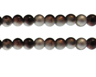 10mm Drizzled Copper/Silver Glass Bead, approx. 17 beads