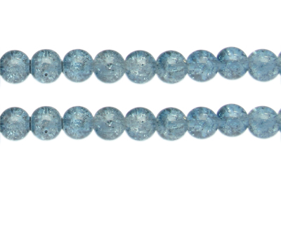 10mm Deep Silver Crackle Glass Bead, approx. 22 beads