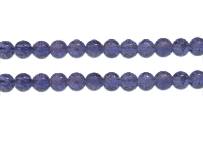 8mm Dark Violet Crackle Glass Bead, approx. 55 beads