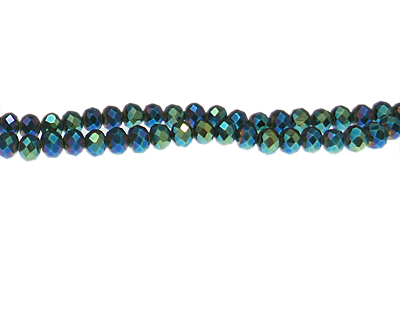 (image for) 6 x 4mm Aqua Luster Faceted Rondelle Glass Bead, 18" string - Click Image to Close