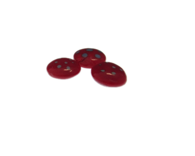 18mm Red Dot Lampwork Glass Bead, 1 bead, NO Hole