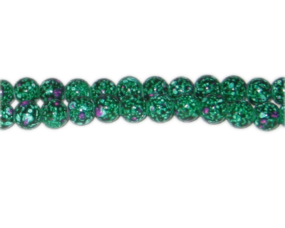 (image for) 8mm Green Spot Marble-Style Glass Bead, approx. 35 beads