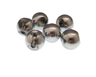 (image for) 16mm Silver Electroplated Glass Bead, 6 beads, large hole - Click Image to Close