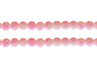 8mm Pink Marble-Style Glass Bead, approx. 53 beads