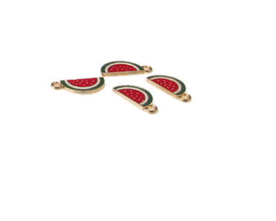 (image for) 16 x 8mm Watermelon Enamel Gold Metal Charm, 4 charms