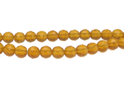 8mm Gold Faceted Glass Bead, 16" string