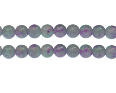 10mm Purple/Petrol Blue Duo-Style Glass Bead, approx. 16 beads