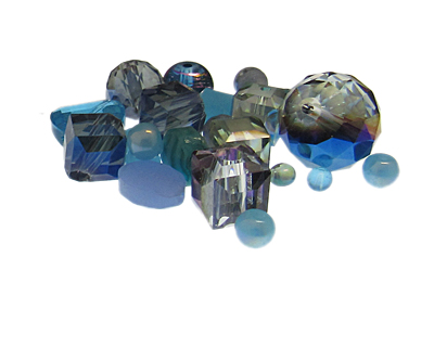 Approx. 1oz. Sparkling Ocean Glass Bead Mix