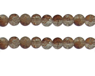 10mm Brown/Crystal Crackle Frosted Duo Bead, approx. 17 beads