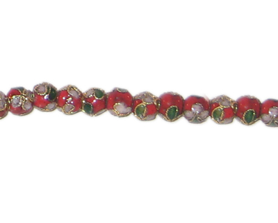 (image for) 4mm Red Round Cloisonne Bead, 10 beads