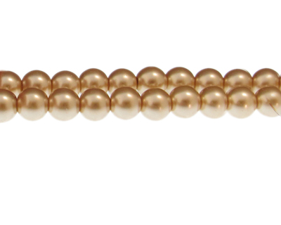 10mm Pale Gold Glass Pearl Bead, approx. 22 beads
