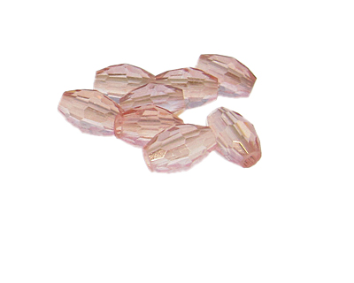 14 x 10mm Pink Faceted Oval Glass Bead, 8 beads