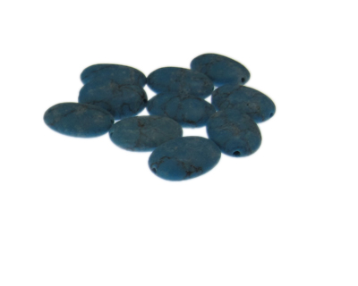 (image for) 16 x 12mm Dark Turquoise Gemstone Oval Bead, 10 beads