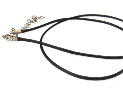 16" Black Cord Necklace w/Clasp and Chain, 2 necklaces