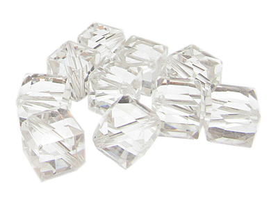 (image for) 14mm Crystal Faceted Cube Glass Bead, 10 beads, corner drill - Click Image to Close