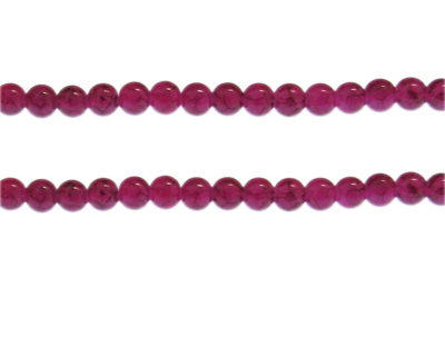 6mm Crimson Marble-Style Glass Bead, approx. 68 beads