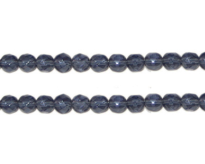 6mm Deep Silver Faceted Glass Bead, 12" string 6mm Deep Silver Faceted Glass Bead, 12" string