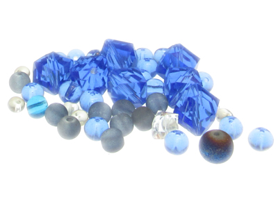 Approx. 1oz. Blues Designer Glass Bead Mix