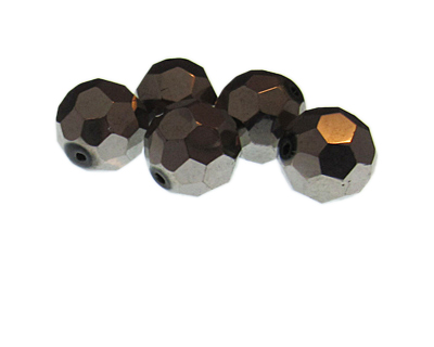 14mm Silver Electroplated Faceted Glass Bead, 5 beads