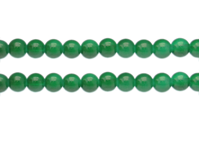 8mm Green Jade-Style Glass Bead, approx. 54 beads