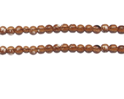 6mm Brown Spray Glass Bead, approx. 42 beads