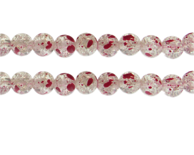10mm Rose Crackle Spray Glass Bead, approx. 23 beads
