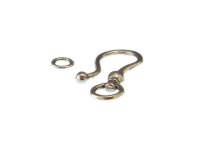 38 x 16mm Silver Metal Hook Clasp, with Ring