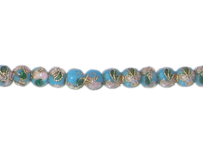 (image for) 4mm Turquoise Round Cloisonne Bead, 10 beads - Click Image to Close