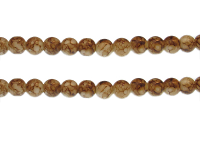 8mm Sandy Brown Marble-Style Glass Bead, approx. 53 beads