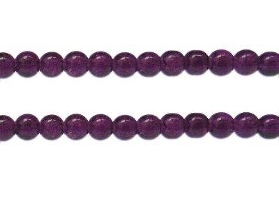 8mm Dark Purple Crackle Glass Bead, approx. 55 beads